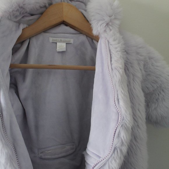 Restoration Hardware Luxe Faux Fur Baby Bunting - Lavender 0-6 months Snow - Picture 8 of 10